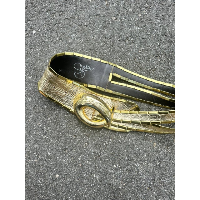 Art Deco Gold Leather Supra Belt For Sale - Image 3 of 5