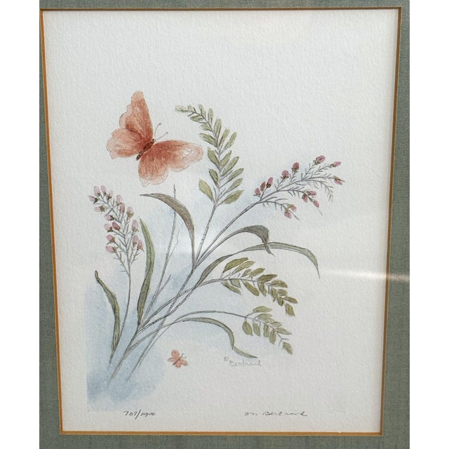 Wood Original Mary Bertrand Botanical Watercolor Painting, Signed and Numbered, Custom Framed For Sale - Image 7 of 12
