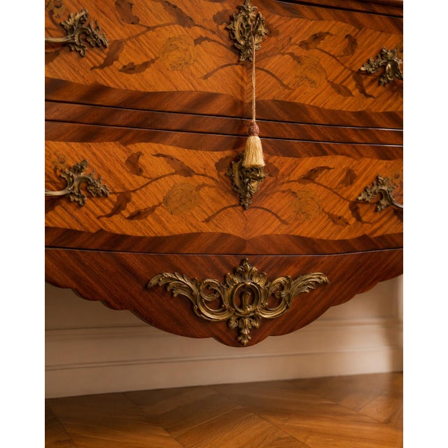 Brown 1900s French Louis XVI Fruitwood Marble Commode For Sale - Image 8 of 17