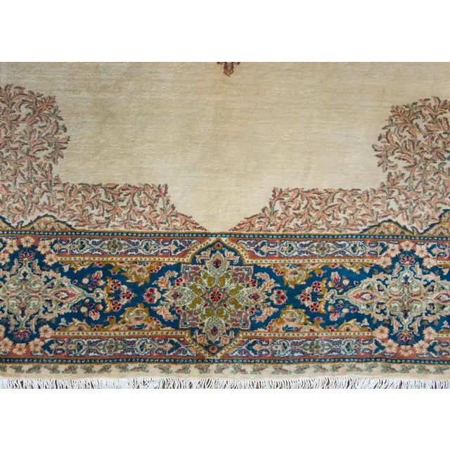 Champagne Early 20th Century Persian Kirman Rug For Sale - Image 8 of 12