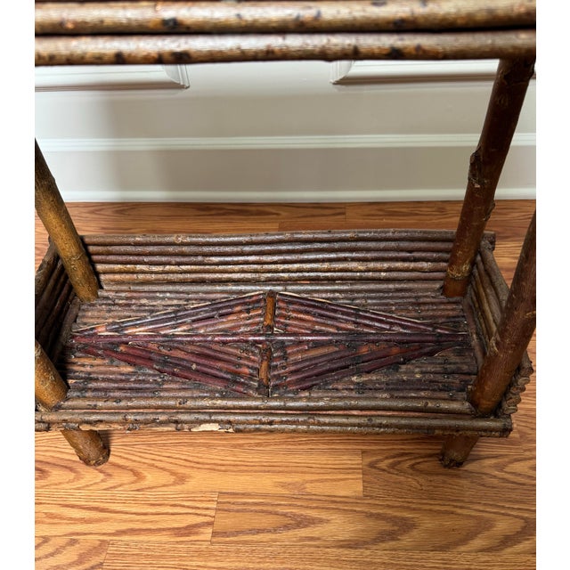 Coffee Antique Adirondack Twig Two Tiered Side Table For Sale - Image 8 of 12