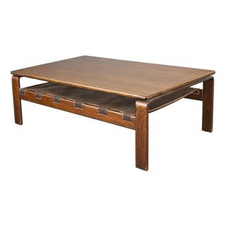 Vintage Brutalist Coffee Table in Wengé Wood, 1970s For Sale