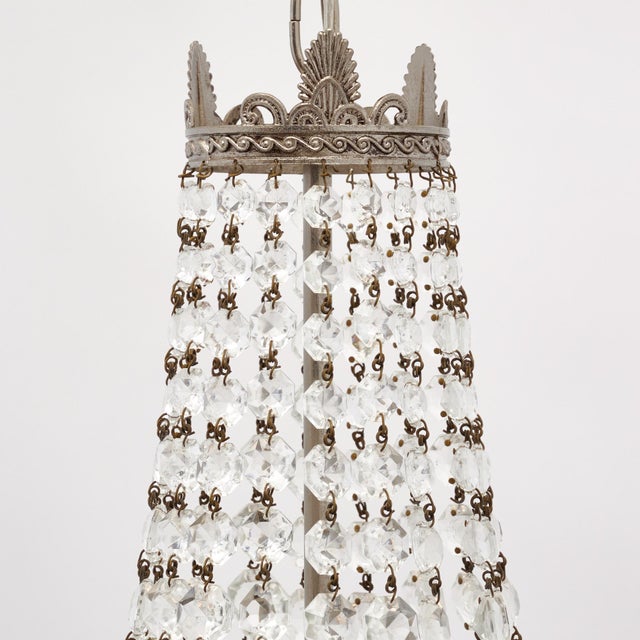 Antique Crystal Silver Chandelier For Sale In Austin - Image 6 of 9