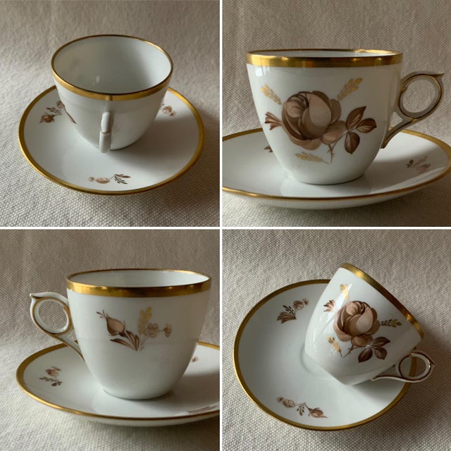 White 1960s Royal Copenhagen Brown Rose Breakfast Set For Sale - Image 8 of 18