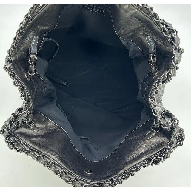 Chanel Grey Metallic Leather Chain Me Shoulder Bag Tote For Sale - Image 9 of 11