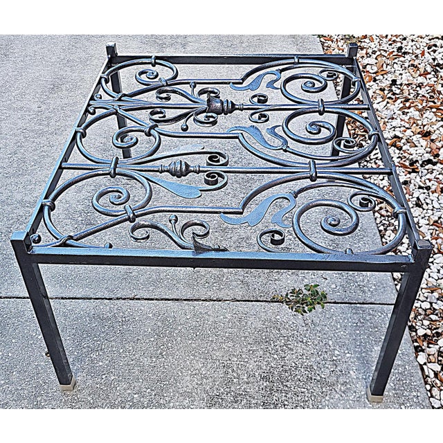 Traditional 1990s Solid Stock Wrought Iron Coffee Table For Sale - Image 3 of 14