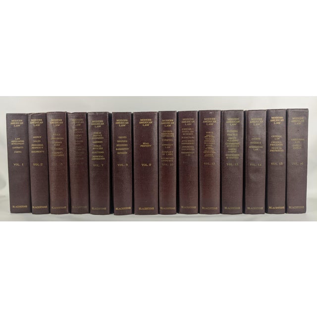 1960s Vintage 1960 Blackstone Modern American Law Books – 14-Volume Burgundy & Gilt Library Set For Sale - Image 5 of 16