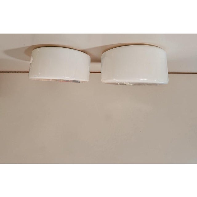 Finnish Flush Mounts in White Opaline Glass by Paavo Tynell for Idman, 1950s, Set of 2 For Sale - Image 6 of 11