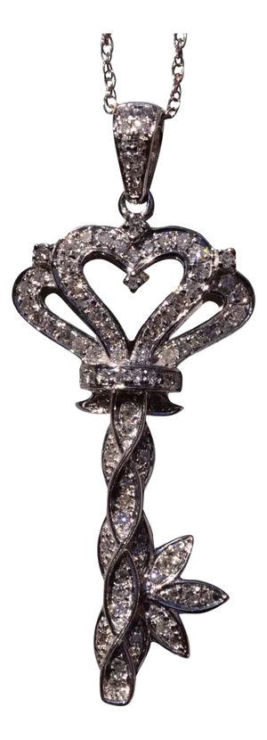 The 193rd Street: Diamond Key Necklace in White Gold