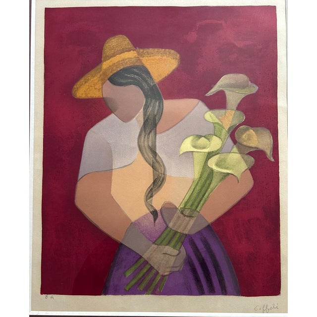 Louis Toffoli, Women with Arum Lilies, Lithograph For Sale