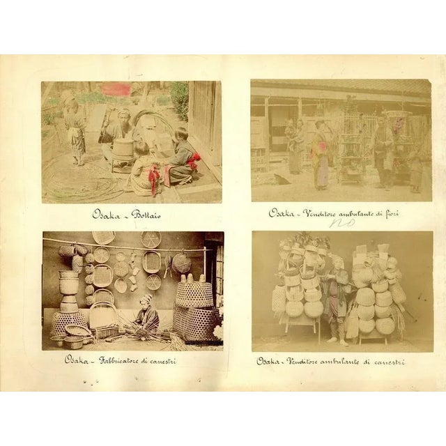 Portraits of Osaka Workers and Traders is a lot of four hand-inked Albumen print with aniline applied on a single...