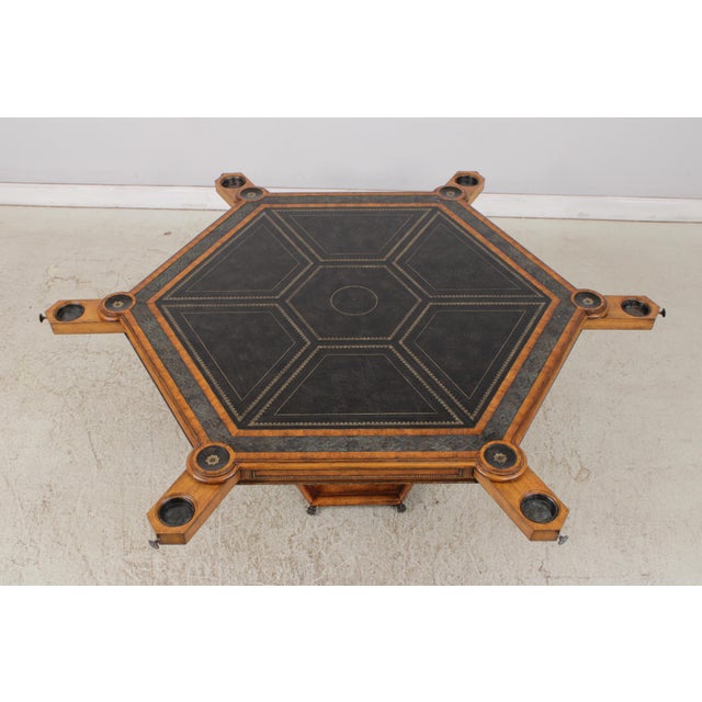 Maitland - Smith Maitland Smith Large Walnut Leather Top Game Table For Sale - Image 4 of 18