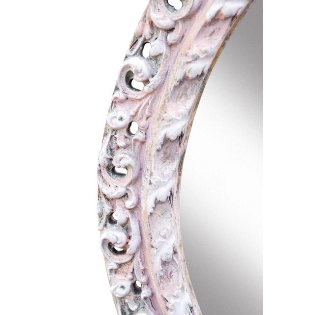 Large Mid 20th Century European Hand Painted Oval Wall Mirror For Sale - Image 4 of 6