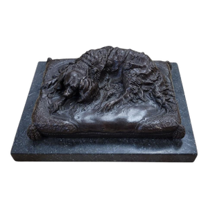 Vintage Signed Bronze Sculpture of a English Springer Spaniel