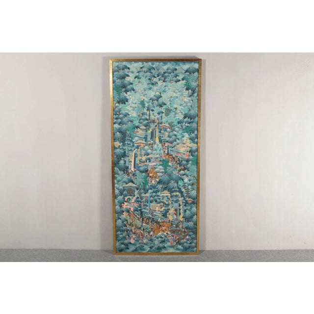 Balinese Artist, Blue Palm Trees, 1980s, Acrylic on Canvas, Framed For Sale - Image 14 of 14