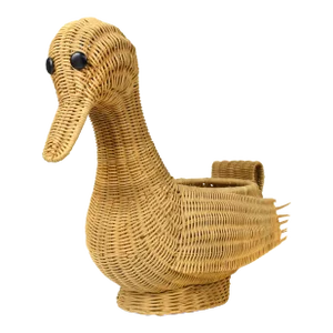 Mid 20th Century Hand Woven Duck Bird Basket