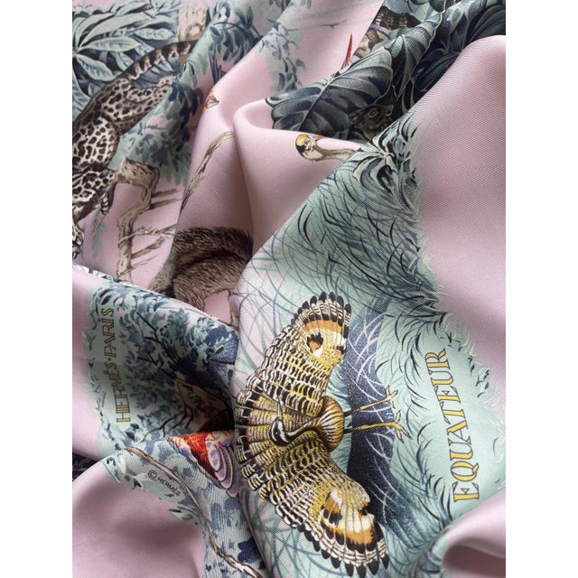 Textile Hermès Pink Silk Scarf Équateur 1988 Robert Dallet For Sale - Image 7 of 9
