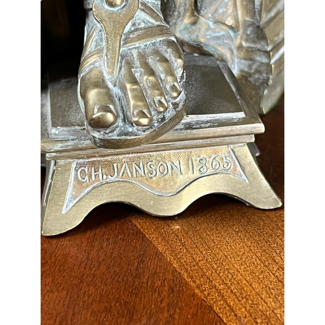 Antique Bronze Sculpture “Teacher and Pupil” by Louis Charles Janson 1865 Signed Ch. Janson For Sale - Image 12 of 12