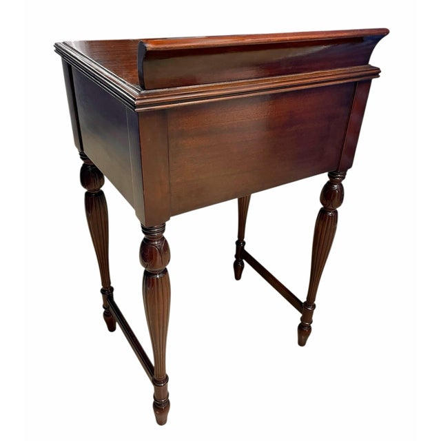 Antique Mahogany Inlaid Writing Desk W/ Glass Top - Excellent Condition For Sale - Image 12 of 12