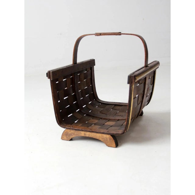 Mid Century Splint Weave Kindling Basket For Sale - Image 11 of 12