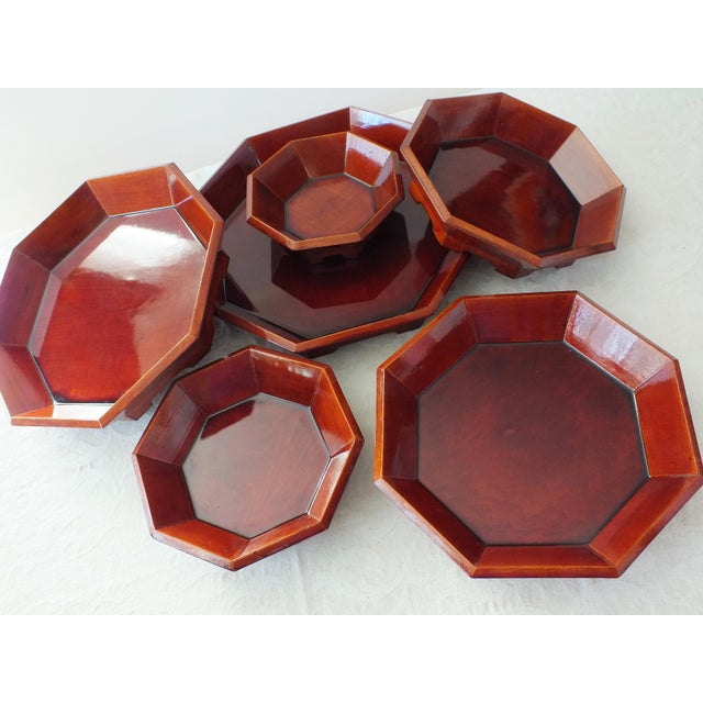 Vintage Korean Lacquered Nesting Serveware Bowls Set of 6 Chairish