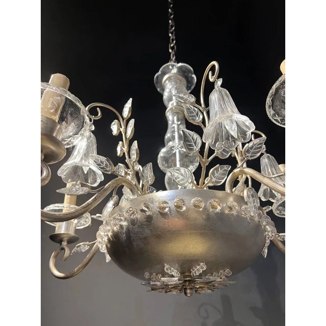 Maison Baguès 1930’s French Bagues Silver Leaf Chandelier For Sale - Image 4 of 7