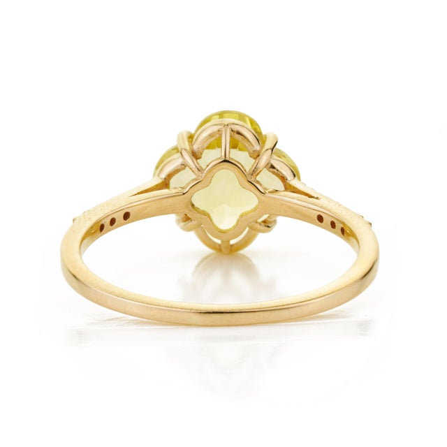 Modern Glam 2.04ct Lemon Topaz Diamond Clover Cocktail Ring in 14k Gold Size 4 For Sale - Image 9 of 14