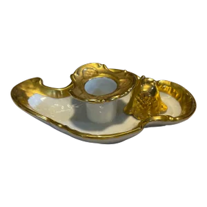 Late 19th Century Old Paris Porcelain Chamberstick With Snuffer