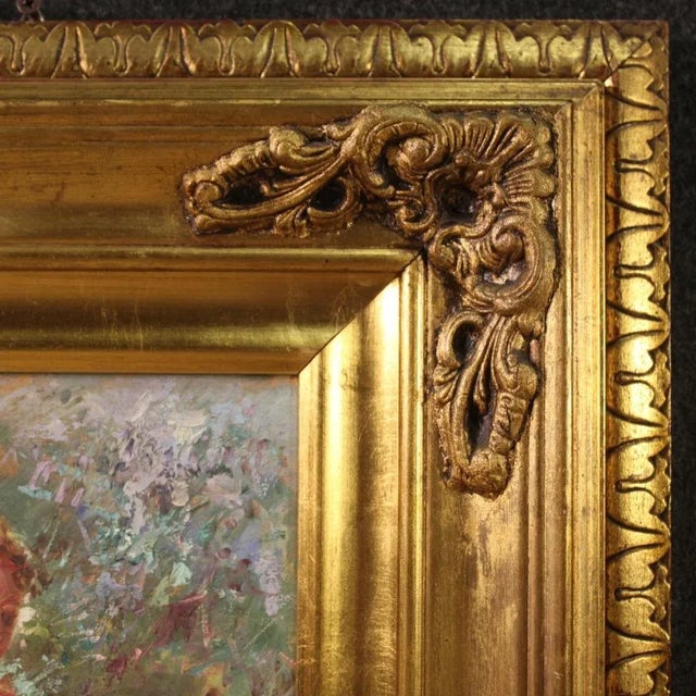 Italian Artist, Girl with a Calf, Mid-20th Century, Oil on Board For Sale - Image 4 of 13