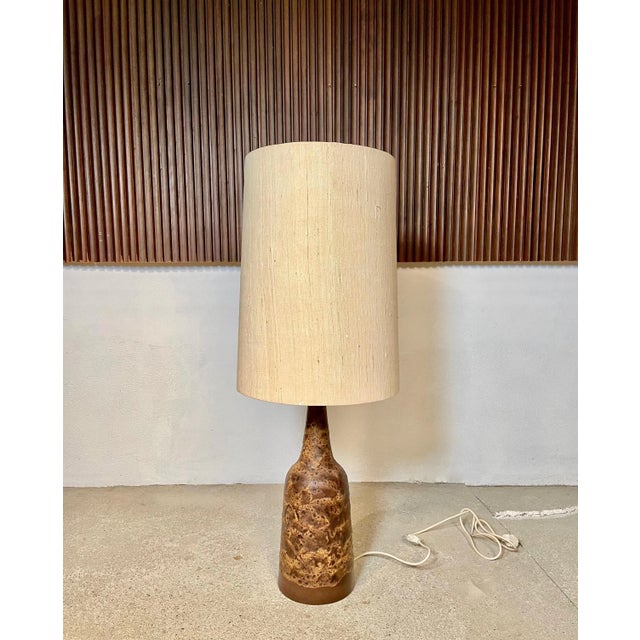 Large German Table Lamp in Ceramic with Wild Silk Lamp Shade, 1960s For Sale - Image 15 of 15