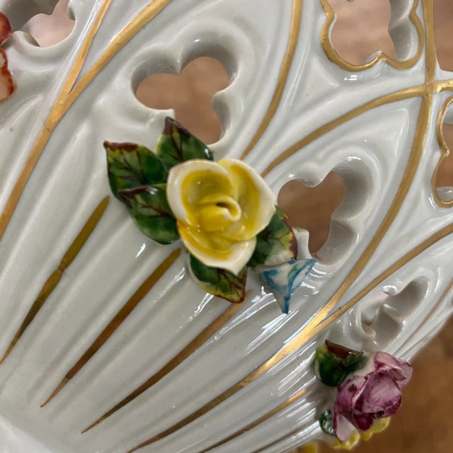 Ceramic Dresden Pierced Flower Cachepot For Sale - Image 7 of 9
