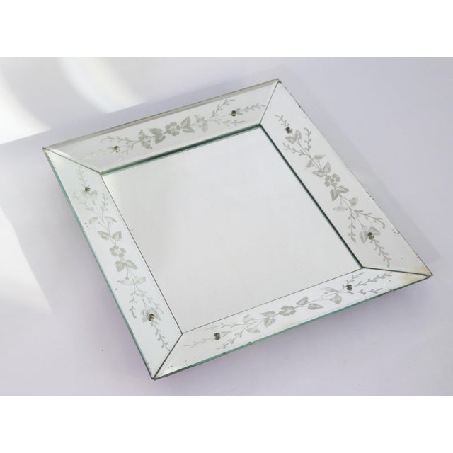 1960s Venetian Rectangular Wall Mirror with Cut Glass and Ornate Floral Frame, Italy, 1960s For Sale - Image 5 of 9
