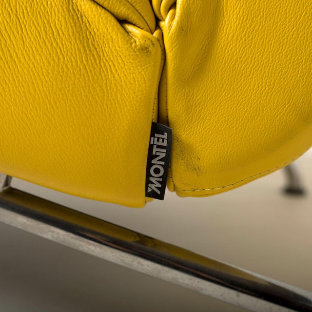 Mid-Century Modernist Bauhaus Chaise Lounge in Yellow Leather and Chrome-Plated Steel from Montel, 2000s For Sale - Image 6 of 7