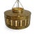 Vintage Brass & Frosted Glass Striped Pendant Light Small For Sale - Image 4 of 6