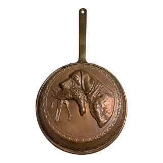 Old English Duck Hunt Scene Copper Mold With Handle; A Charming Vintage Rarity For Sale
