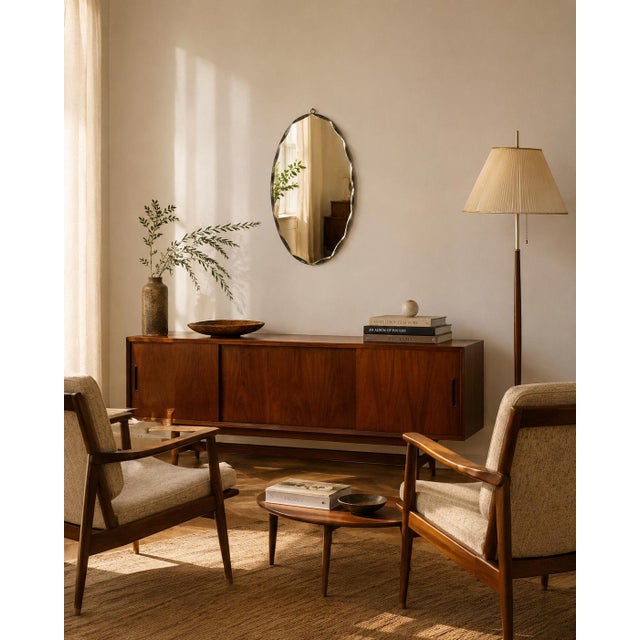 Mid-Century Oval Diamond-Beveled Mirror from Fontana Arte, Italy, 1950s For Sale - Image 6 of 9