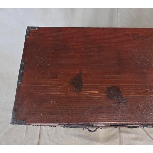 Antique Early 1900s Meiji Period Japanese Pine/Elm Tansu Chest With Iron Hardware For Sale - Image 10 of 16