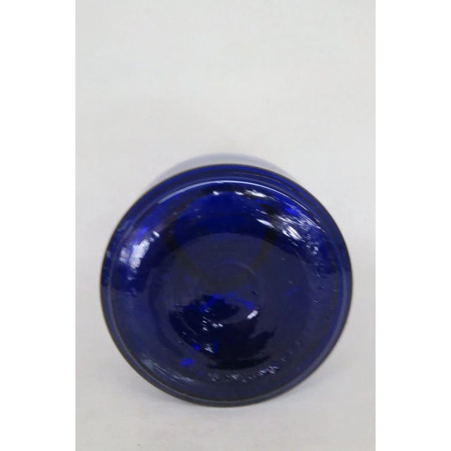 Mid Century Cobalt Blue Glass Wide Bottle Vase For Sale - Image 4 of 11
