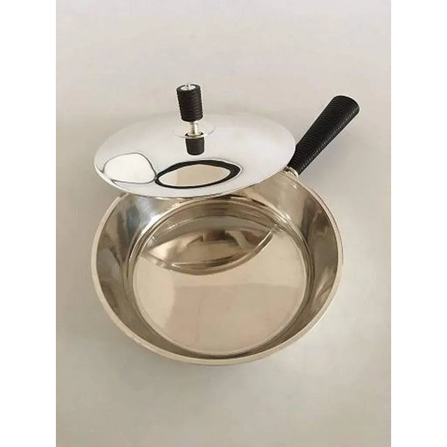 Art Deco Georg Jensen Sterling Silver Bernadotte Skillet Covered Bowl For Sale - Image 3 of 6