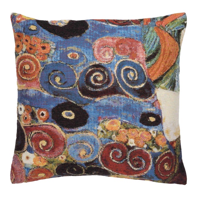 Klimt Swirls Tapestry Cushion With Feather Filler - 46x46cm (18"x18") For Sale