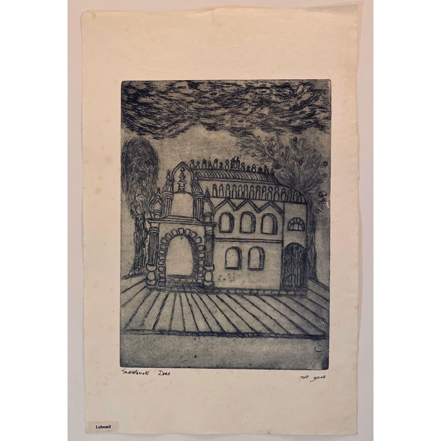 Dora Szampanier, Etching of destroyed synagogue - Lubomil, Ukraine For Sale In Miami - Image 6 of 6
