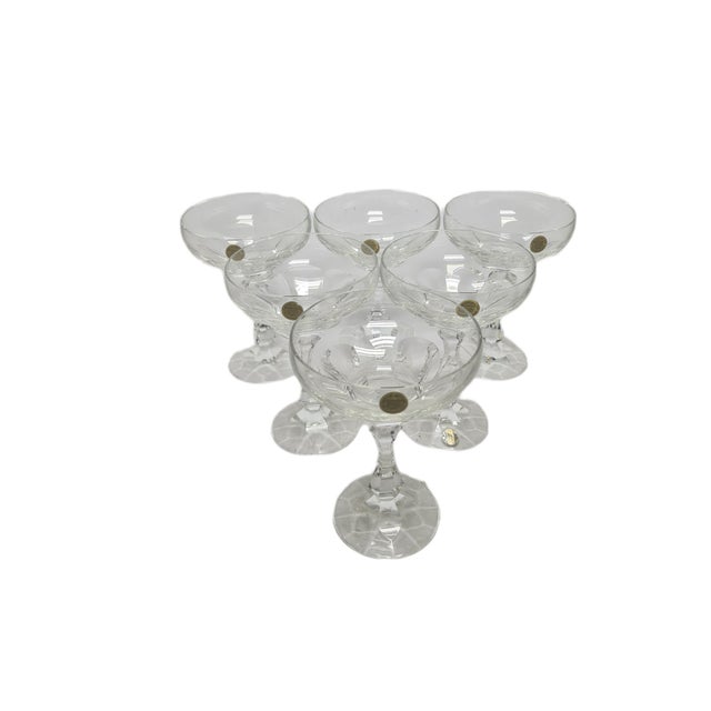 Vintage Czechoslovakian Crystal Champagne Glasses Set, 1970s, Set of 6 For Sale - Image 11 of 18