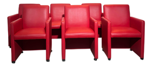 Vintage Red Armchairs, Set of 6