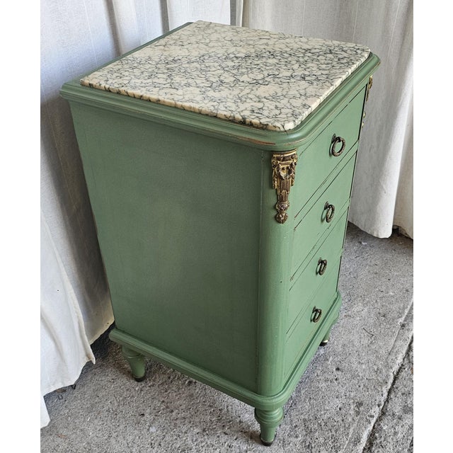 Vintage Pair of Nightstands, French Louis XVI Style Marble-Top For Sale In Los Angeles - Image 6 of 18
