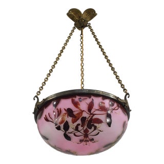 French Art Deco Pendant Light by Galle - 1925 Cameo Gallé Chandelier France For Sale