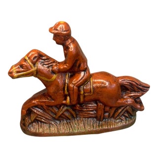 Chalkware Redware Horse Figurine From Antique Schall Metal Mold For Sale