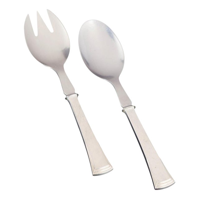 Salad Set in Silver and Stainless Steel by Evald Nielsen, Denmark, 1930s, Set of 2 For Sale