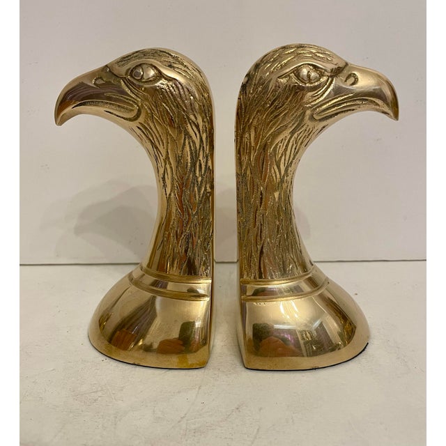 Nice set of heavy brass Eagle bookends. Has thin felt on bottom of each to prevent scratching furniture. Great on a book...