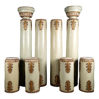 Mecca Style Lacquered and Gilded Wooden Columns, Late 18th Century, Set of 8 For Sale
