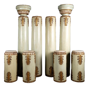 Mecca Style Lacquered and Gilded Wooden Columns, Late 18th Century, Set of 8